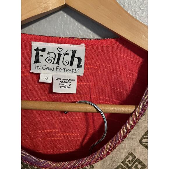 Faith by Celia Forrester 2 Piece Set Womens Small Red Patchwork Beaded Boho Y2K - Picture 2 of 9